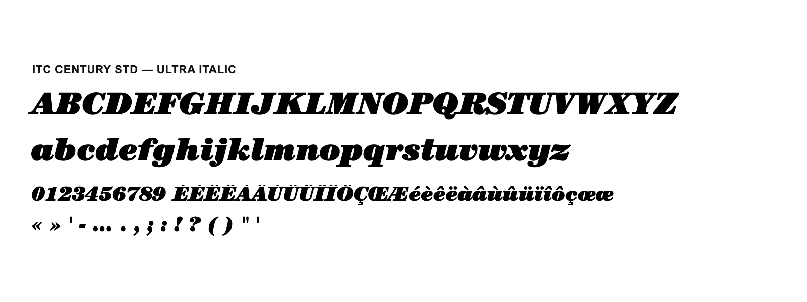 Spécimen de ITC Century Std Ultra Italic