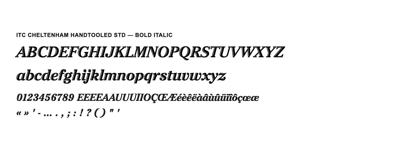 Spécimen de ITC Cheltenham Handtooled Std Bold Italic