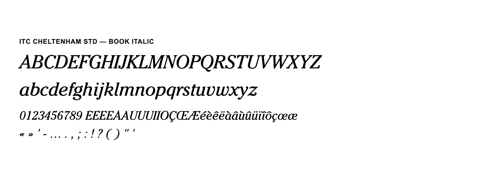 Spécimen de ITC Cheltenham Std Book Italic