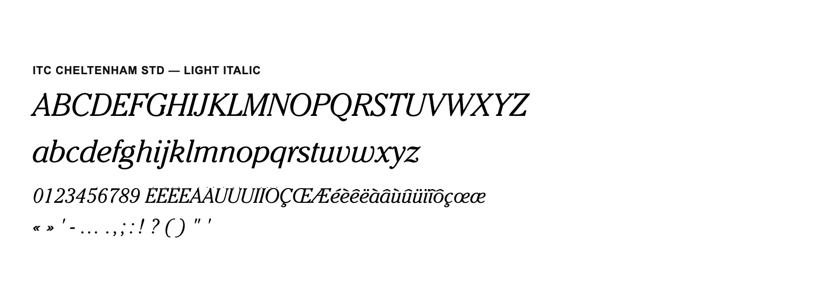 Spécimen de ITC Cheltenham Std Light Italic