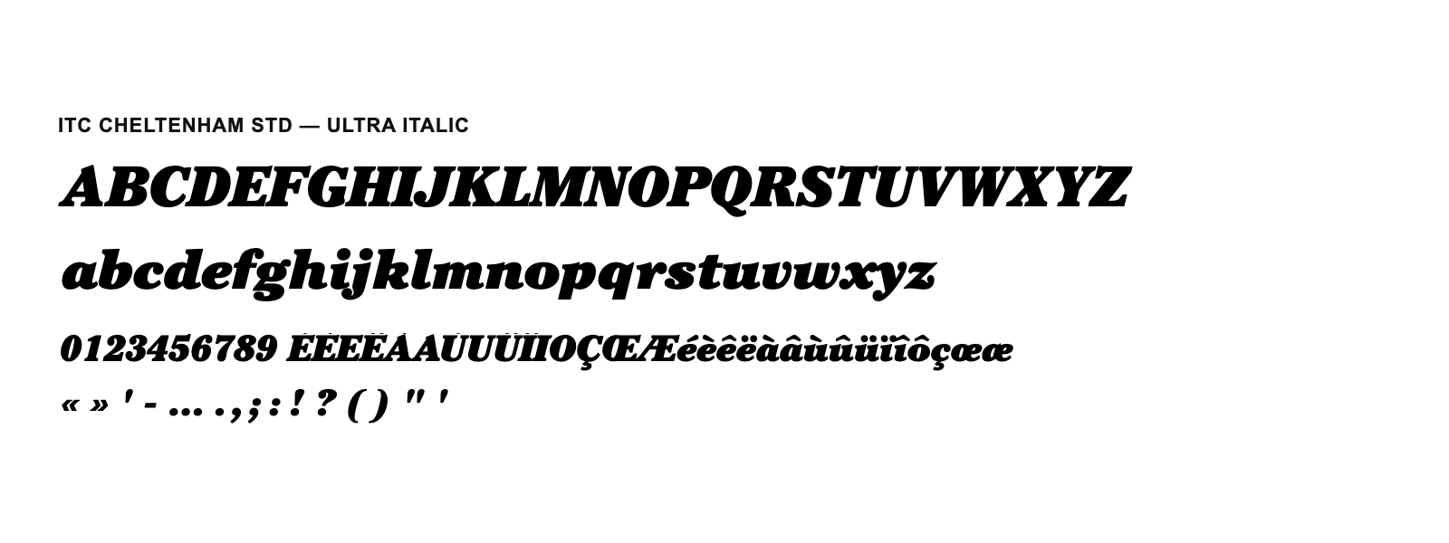 Spécimen de ITC Cheltenham Std Ultra Italic