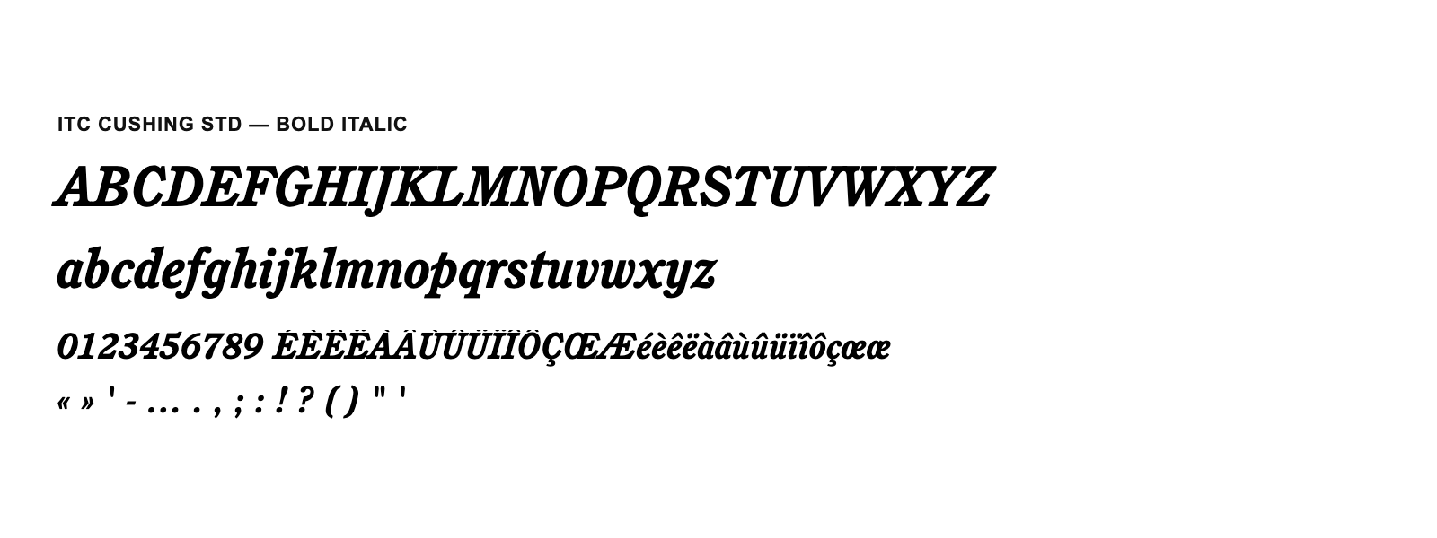 Spécimen de ITC Cushing Std Bold Italic