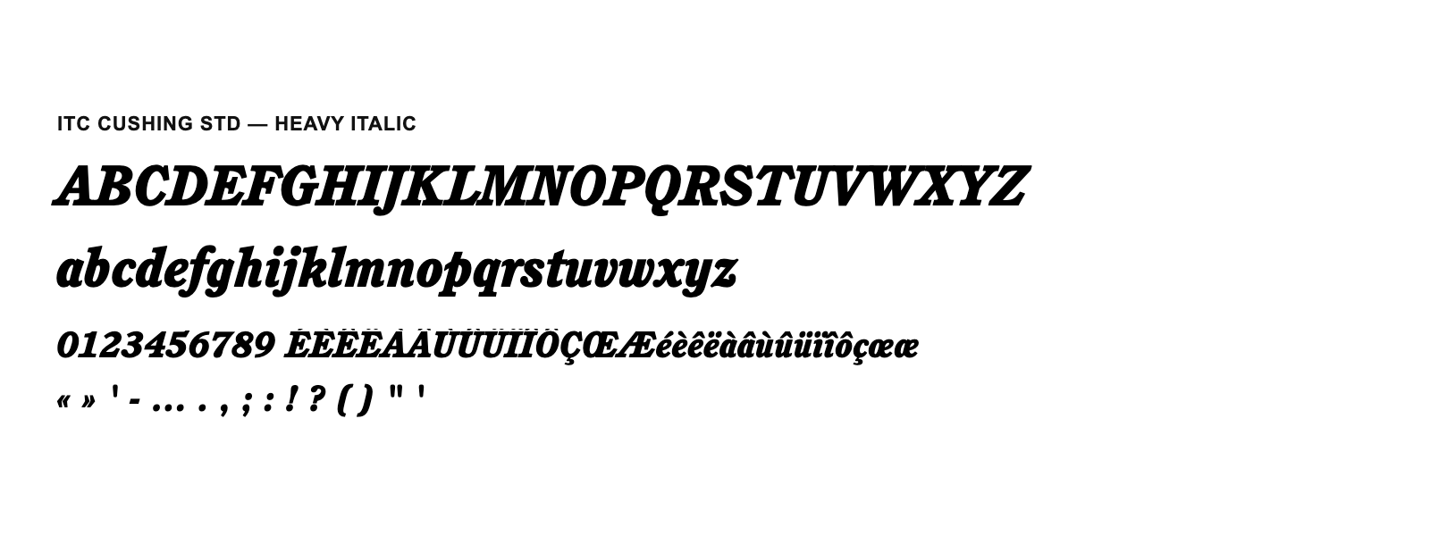 Spécimen de ITC Cushing Std Heavy Italic
