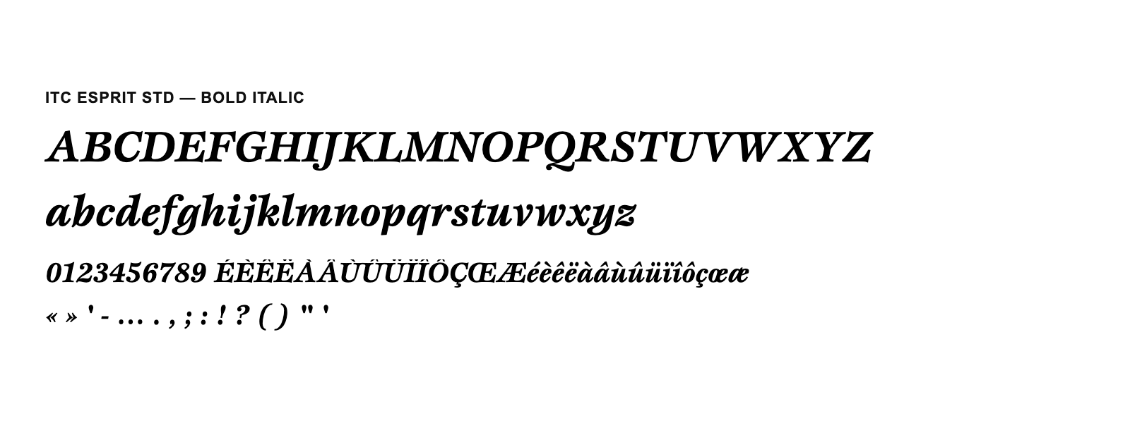 Spécimen de ITC Esprit Std Bold Italic