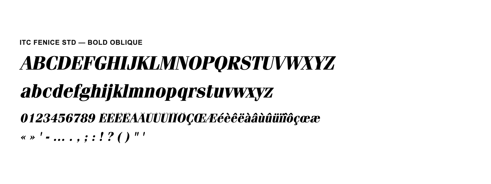 Spécimen de ITC Fenice Std Bold Oblique