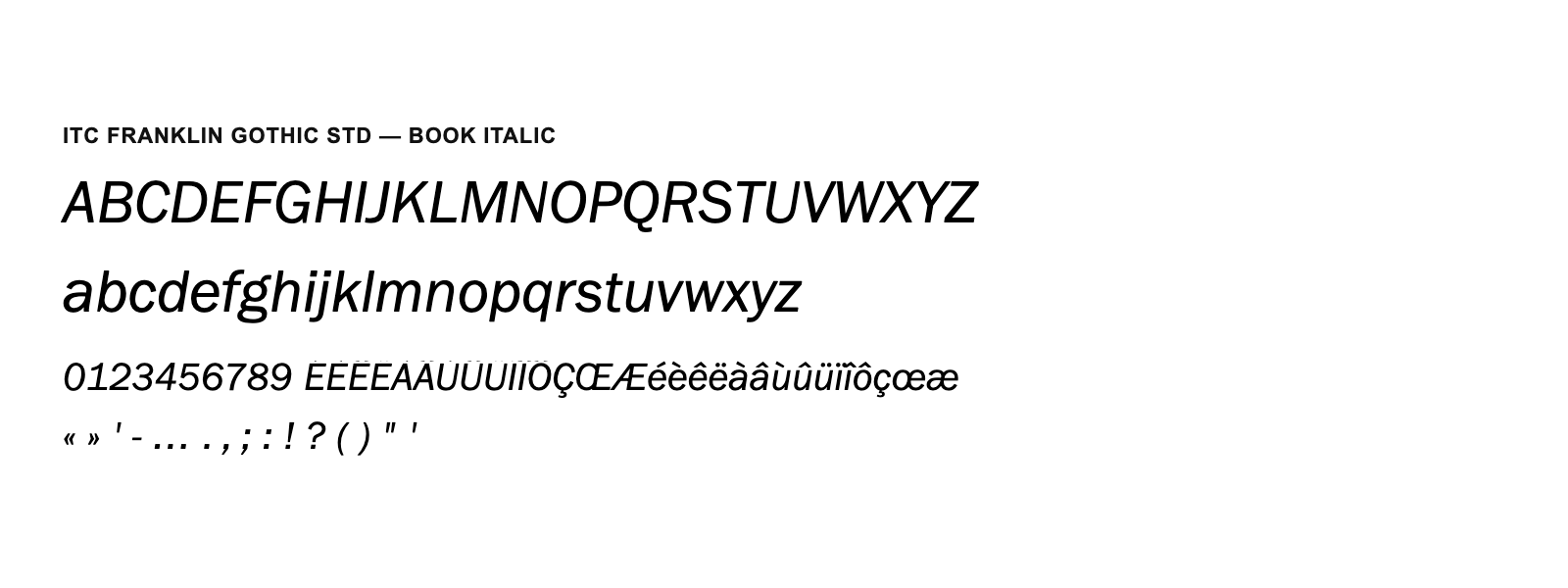 Spécimen de ITC Franklin Gothic Std Book Italic