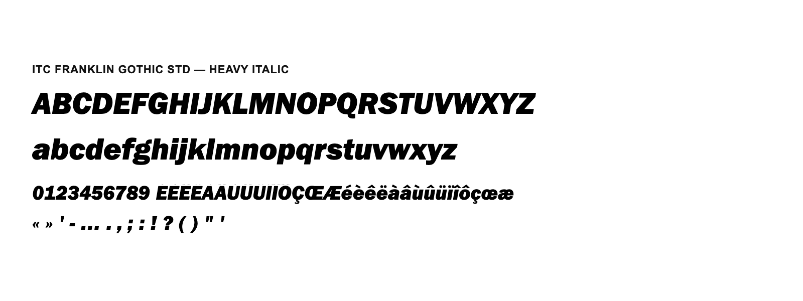 Spécimen de ITC Franklin Gothic Std Heavy Italic