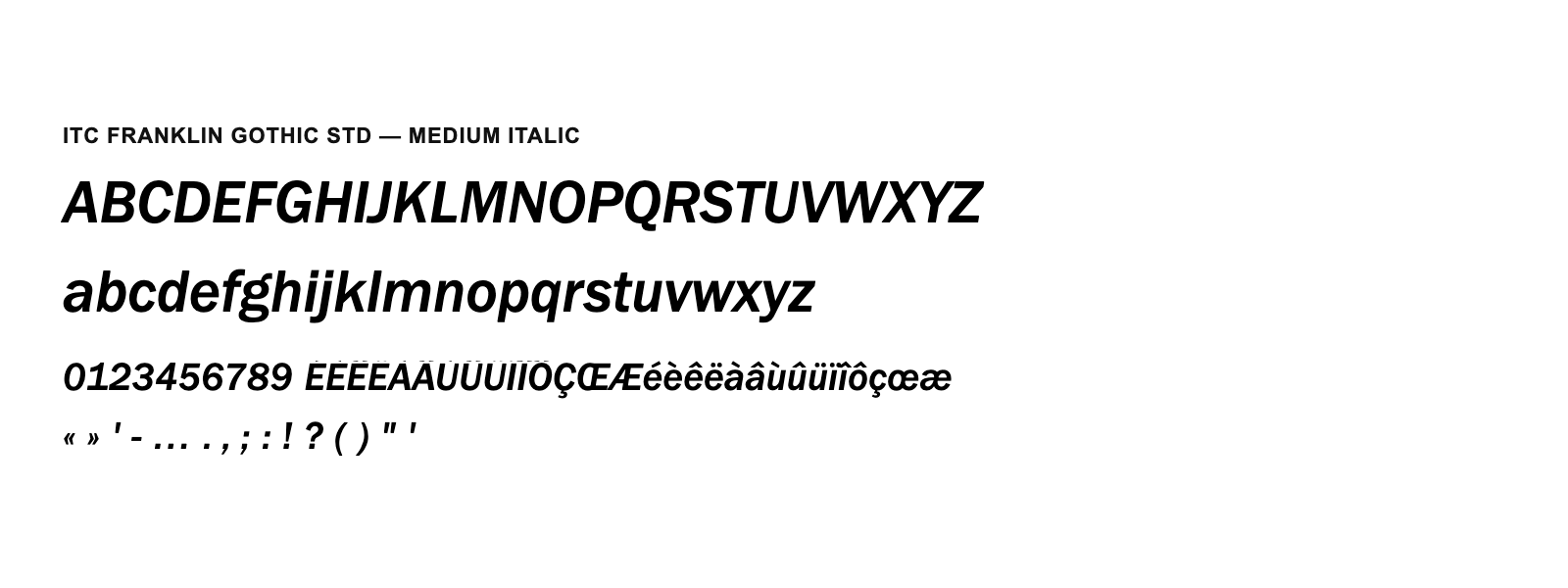 Spécimen de ITC Franklin Gothic Std Medium Italic
