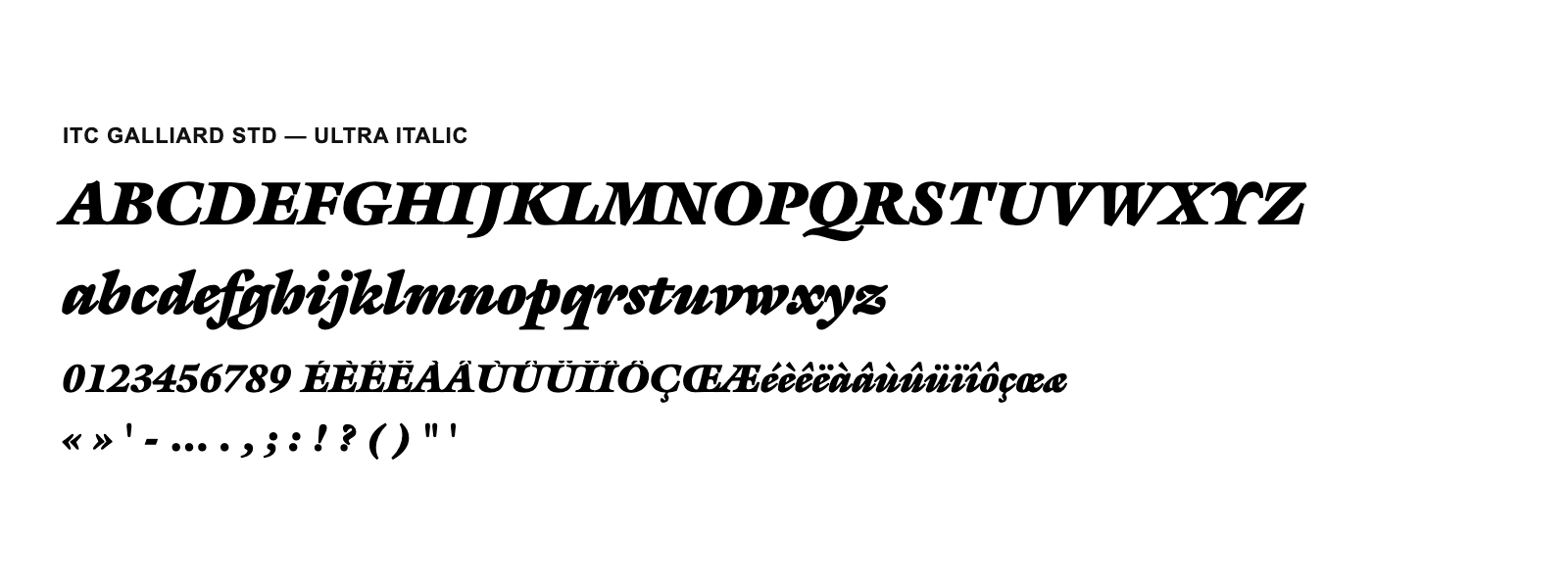 Spécimen de ITC Galliard Std Ultra Italic