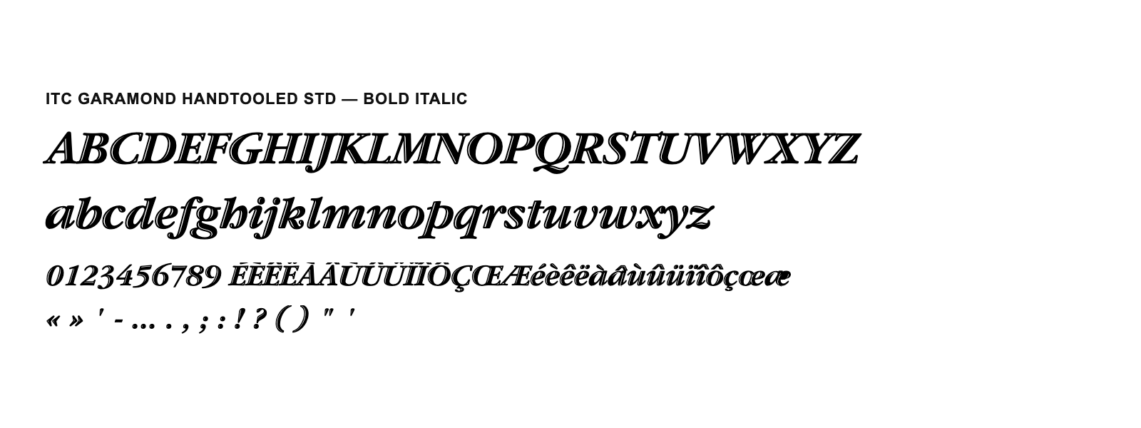 Spécimen de ITC Garamond Handtooled Std Bold Italic