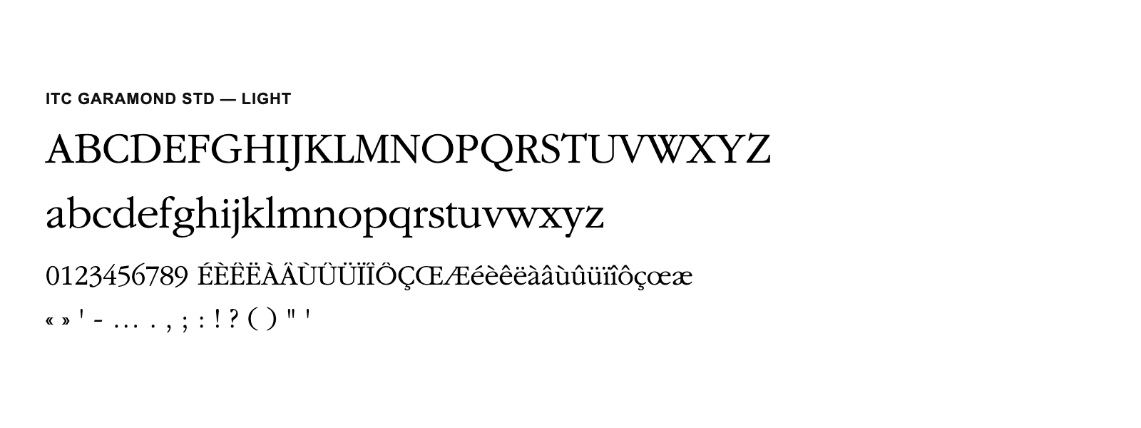Spécimen de ITC Garamond Std Light