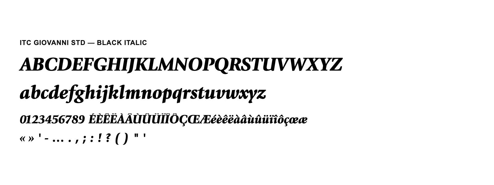 Spécimen de ITC Giovanni Std Black Italic