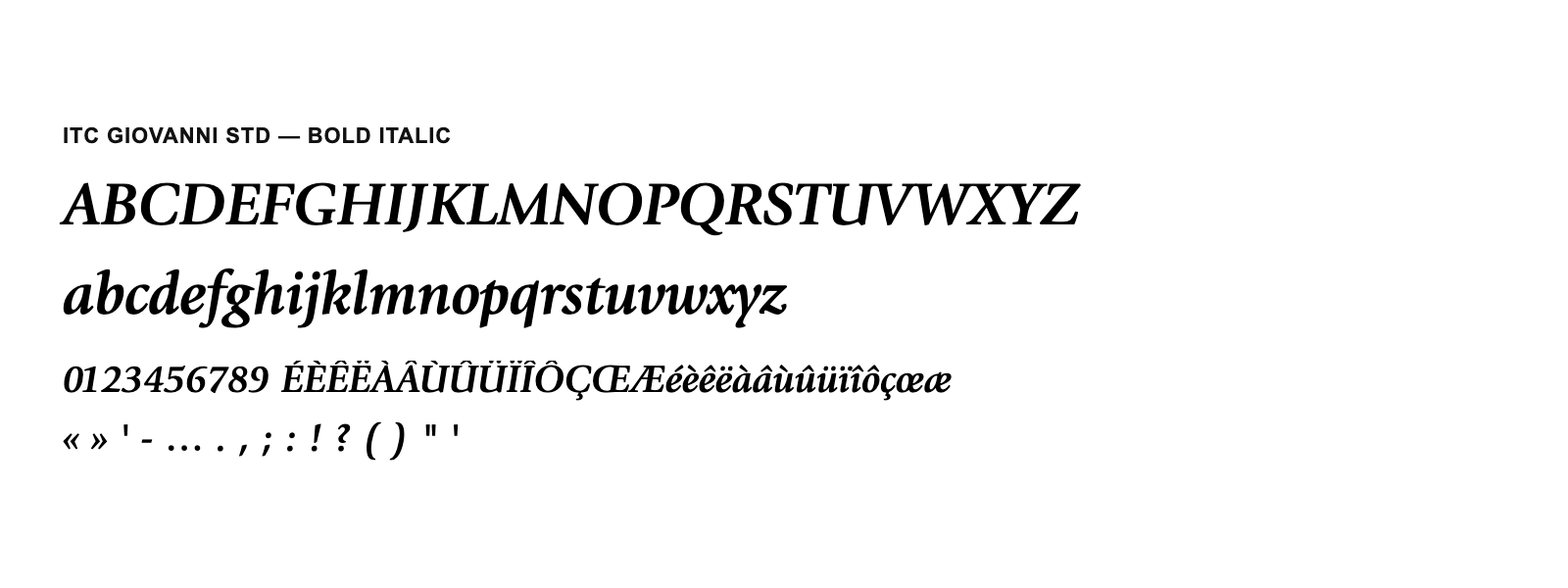Spécimen de ITC Giovanni Std Bold Italic