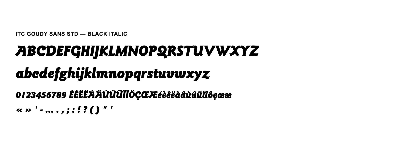 Spécimen de ITC Goudy Sans Std Black Italic