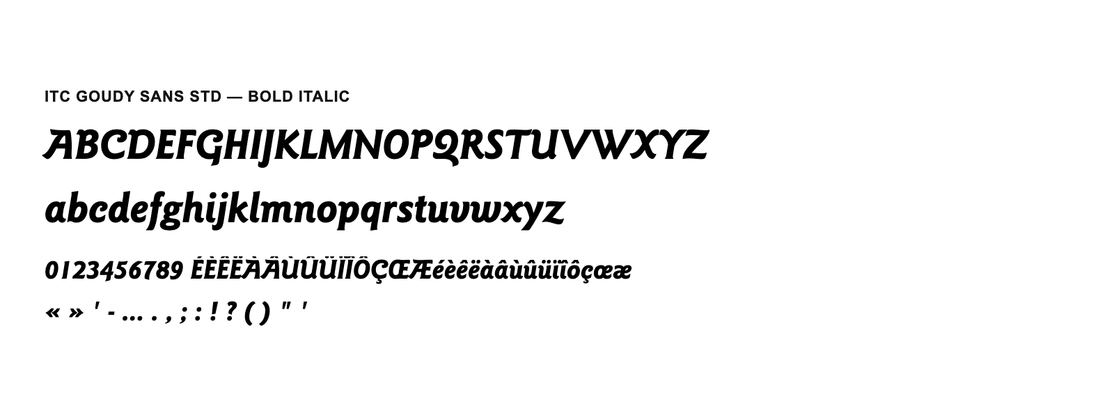 Spécimen de ITC Goudy Sans Std Bold Italic