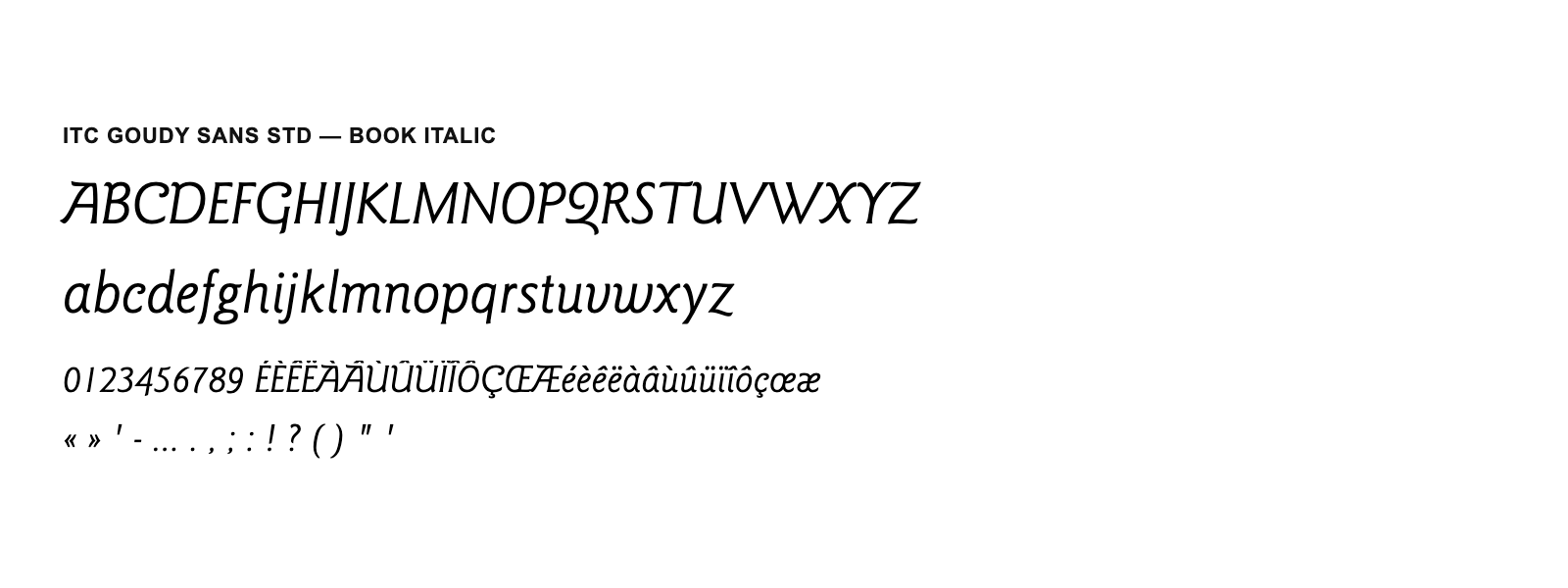 Spécimen de ITC Goudy Sans Std Book Italic