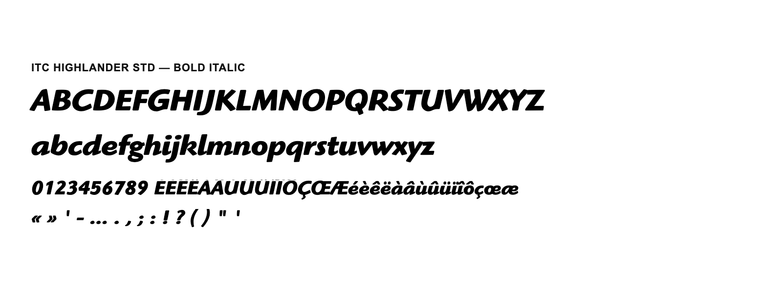 Spécimen de ITC Highlander Std Bold Italic