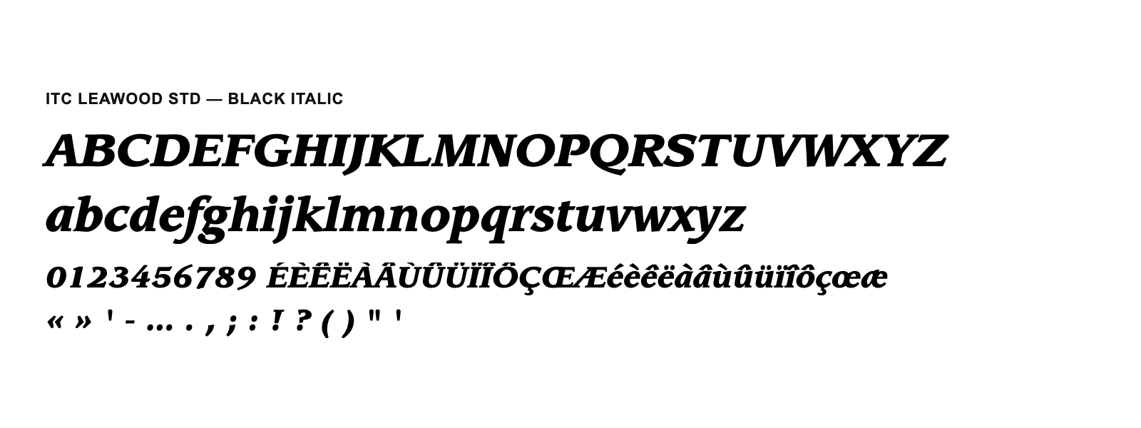 Spécimen de ITC Leawood Std Black Italic