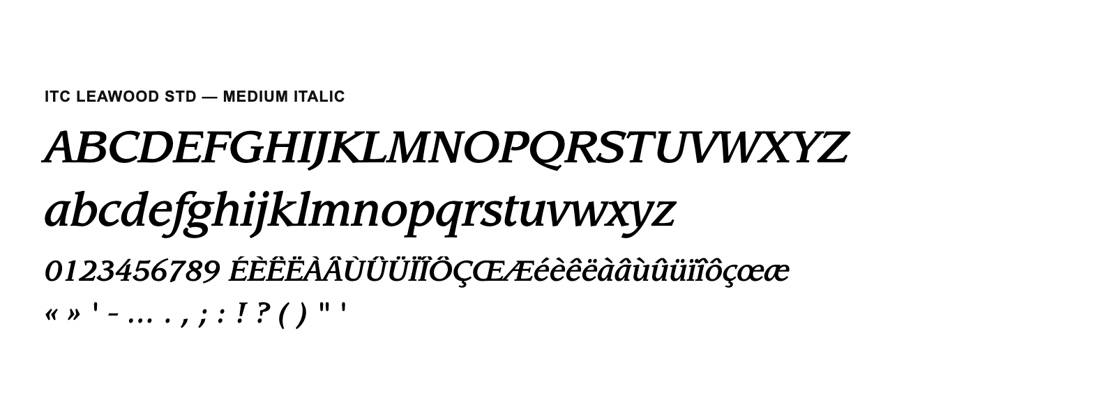 Spécimen de ITC Leawood Std Medium Italic