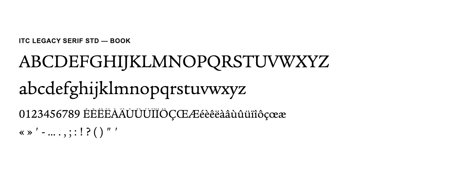 Spécimen de ITC Legacy Serif Std Book
