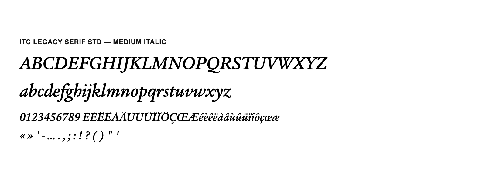 Spécimen de ITC Legacy Serif Std Medium Italic