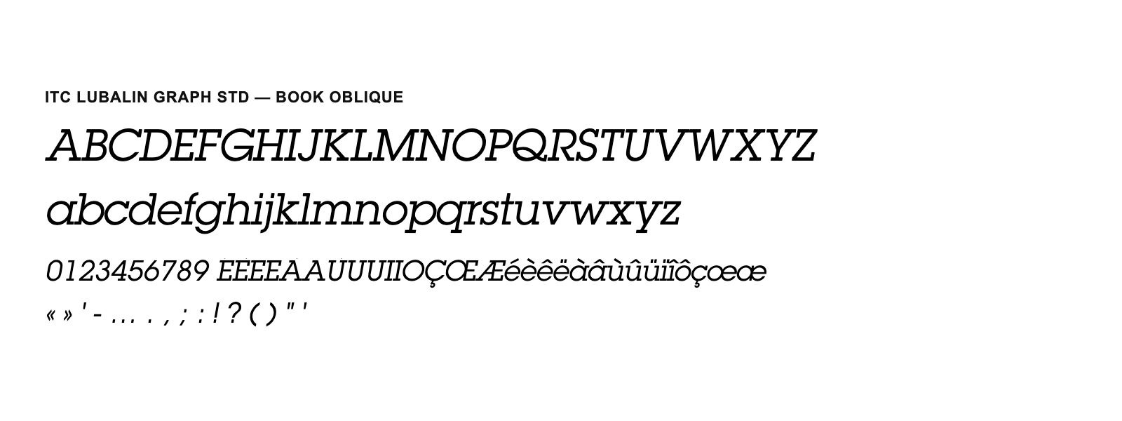 Spécimen de ITC Lubalin Graph Std Book Oblique