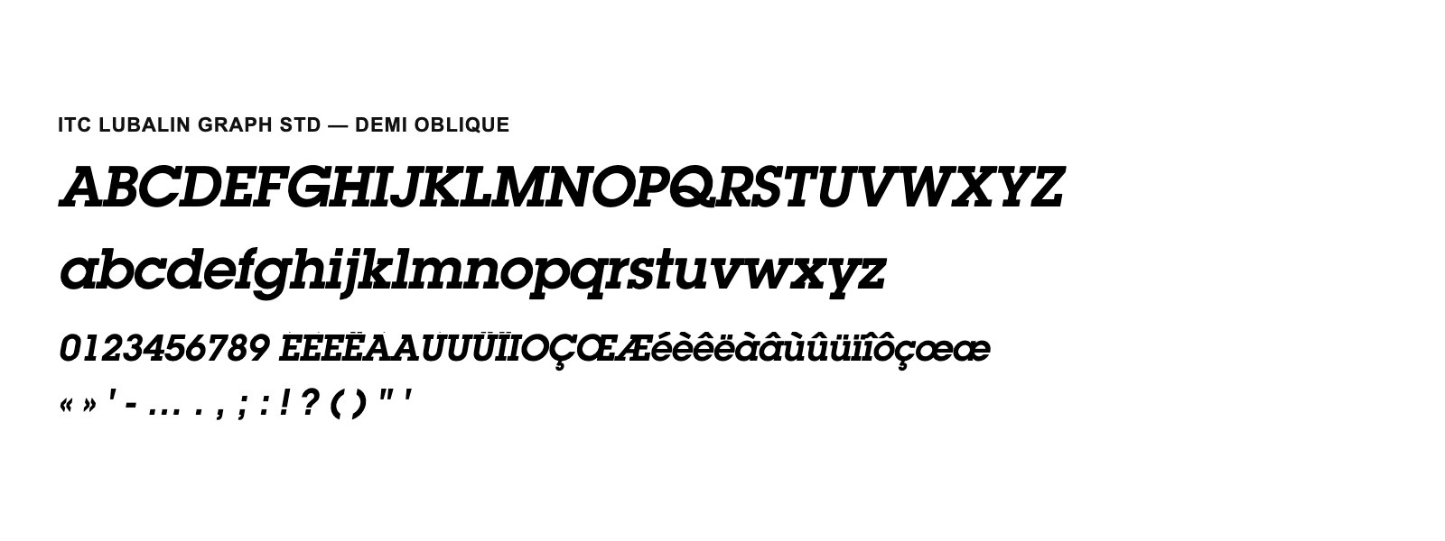Spécimen de ITC Lubalin Graph Std Demi Oblique