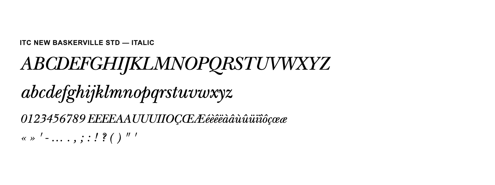 Spécimen de ITC New Baskerville Std Italic