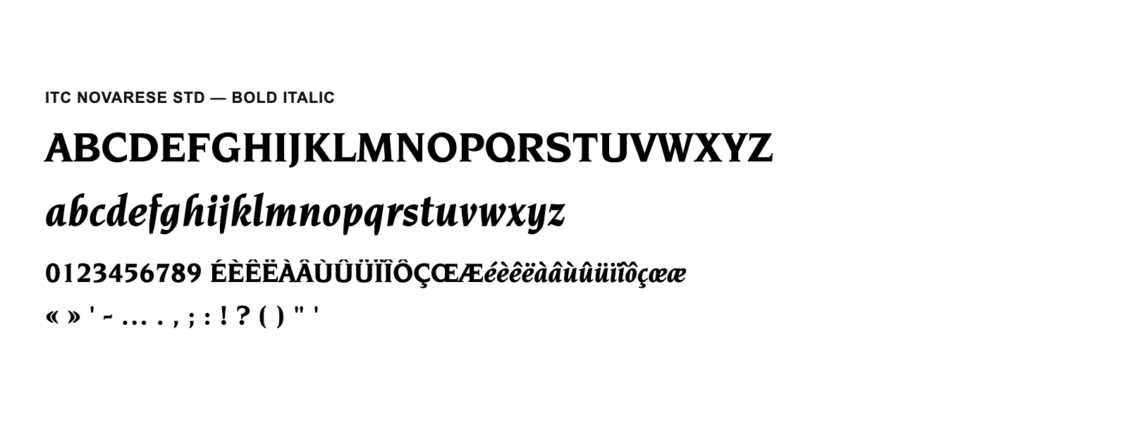 Spécimen de ITC Novarese Std Bold Italic