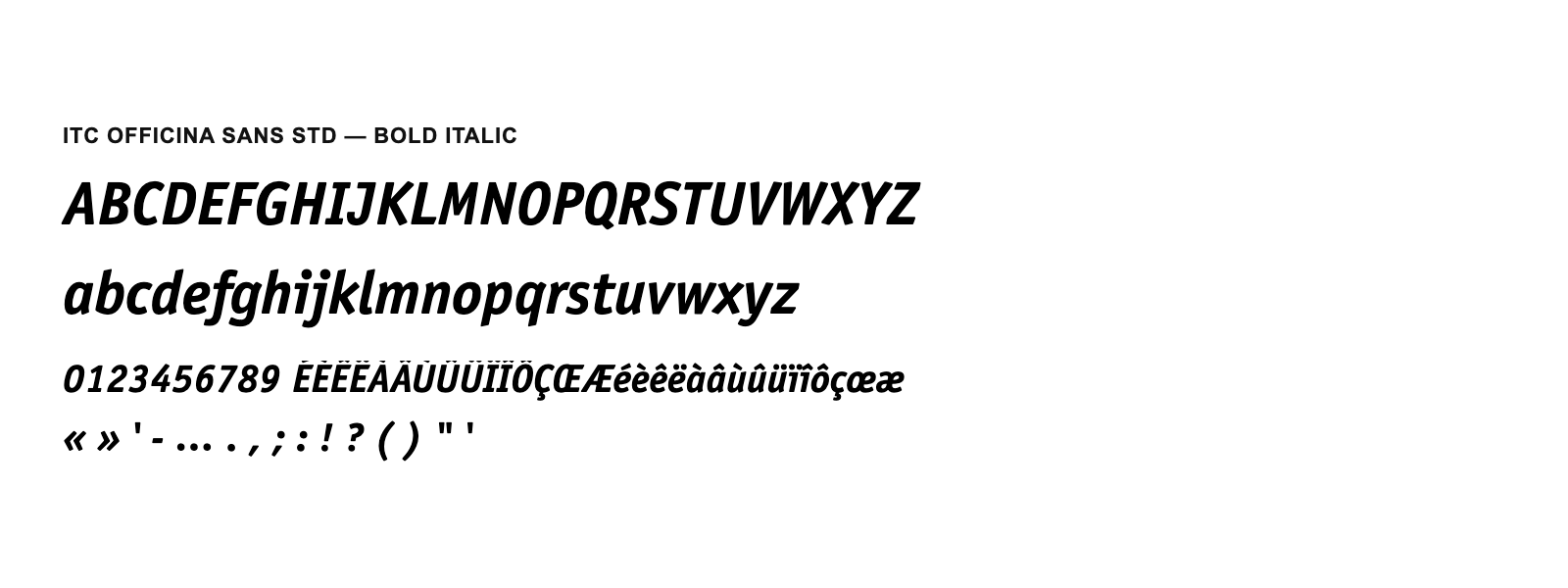 Spécimen de ITC Officina Sans Std Bold Italic