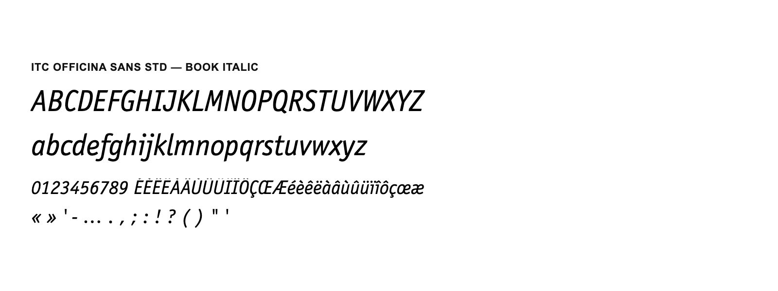 Spécimen de ITC Officina Sans Std Book Italic