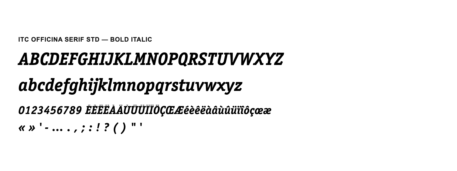 Spécimen de ITC Officina Serif Std Bold Italic