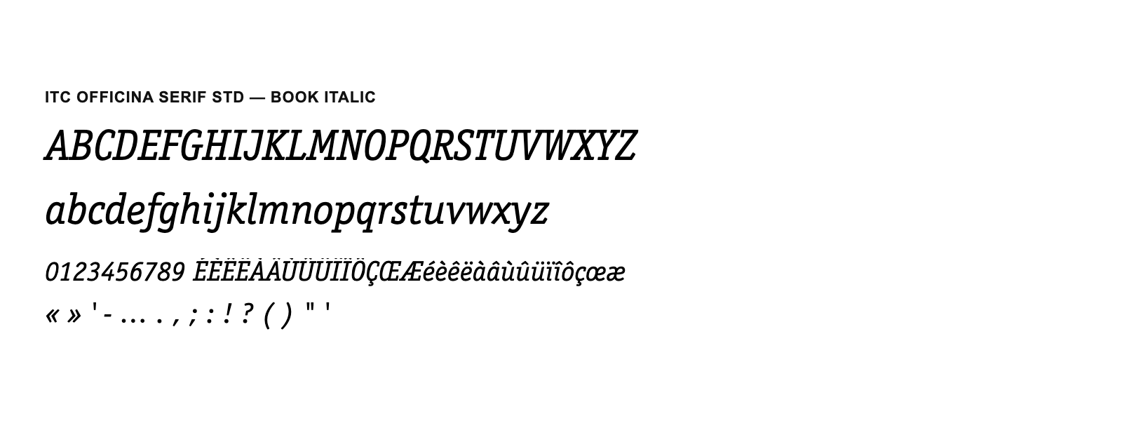 Spécimen de ITC Officina Serif Std Book Italic