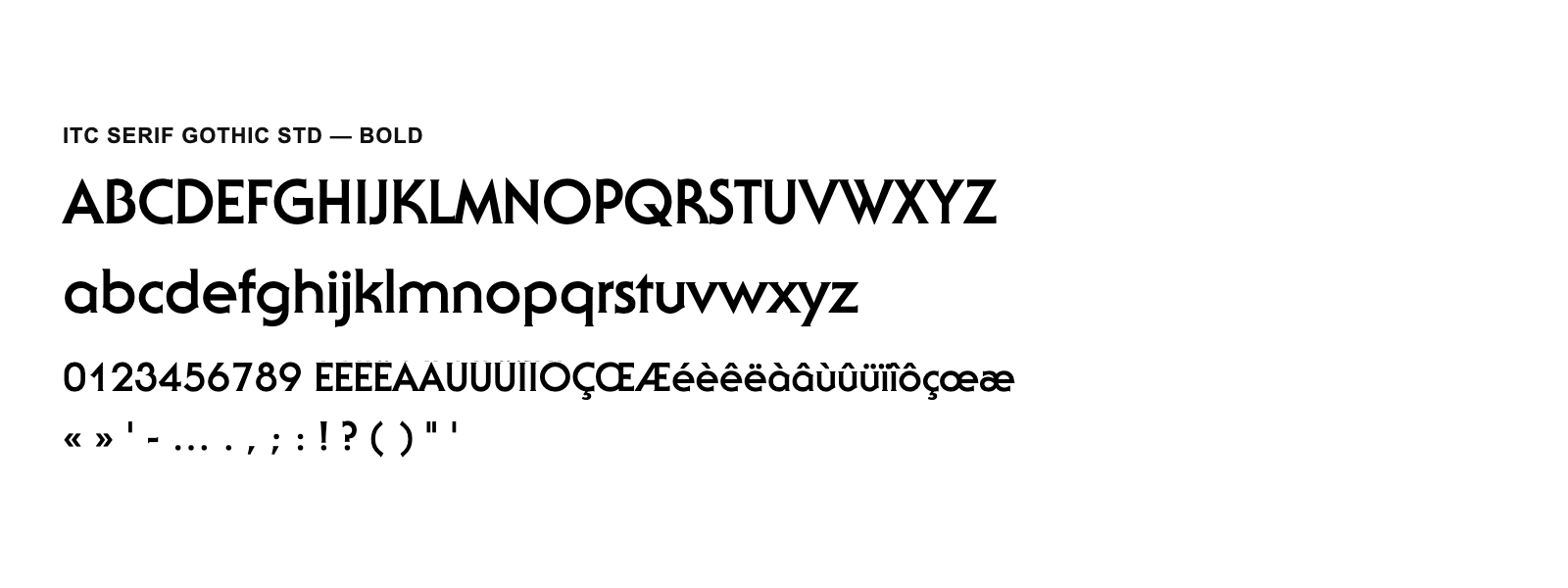 Spécimen de ITC Serif Gothic Std Bold