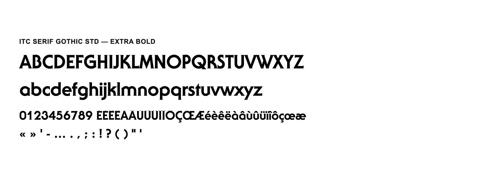 Spécimen de ITC Serif Gothic Std Extra Bold