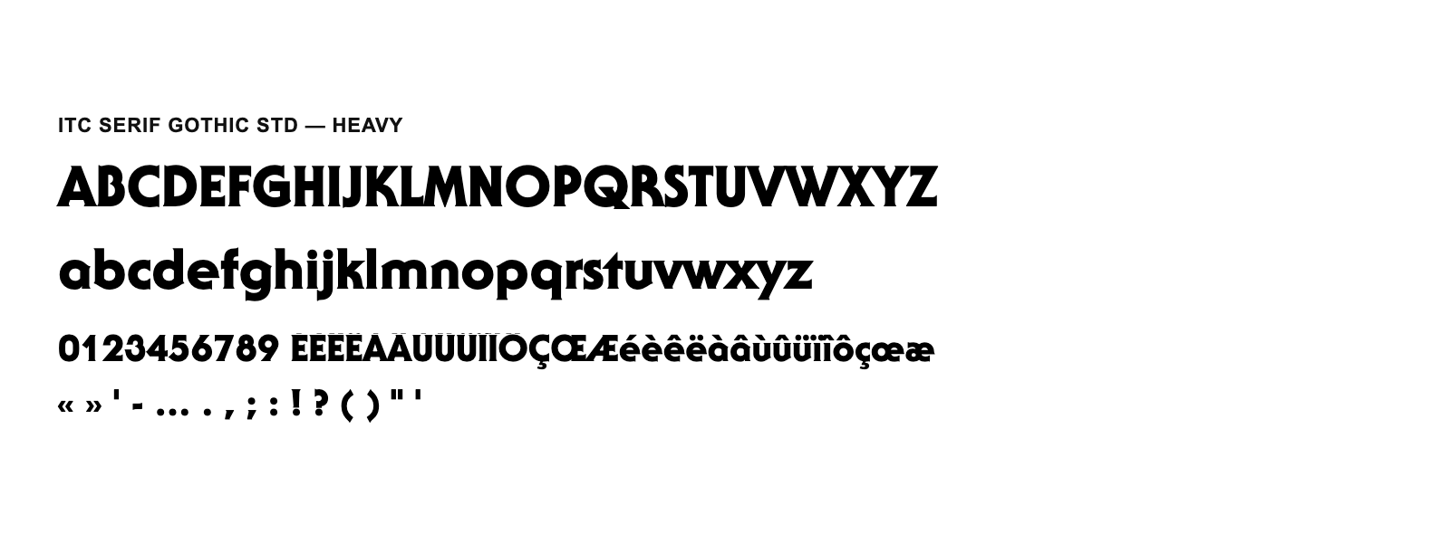 Spécimen de ITC Serif Gothic Std Heavy