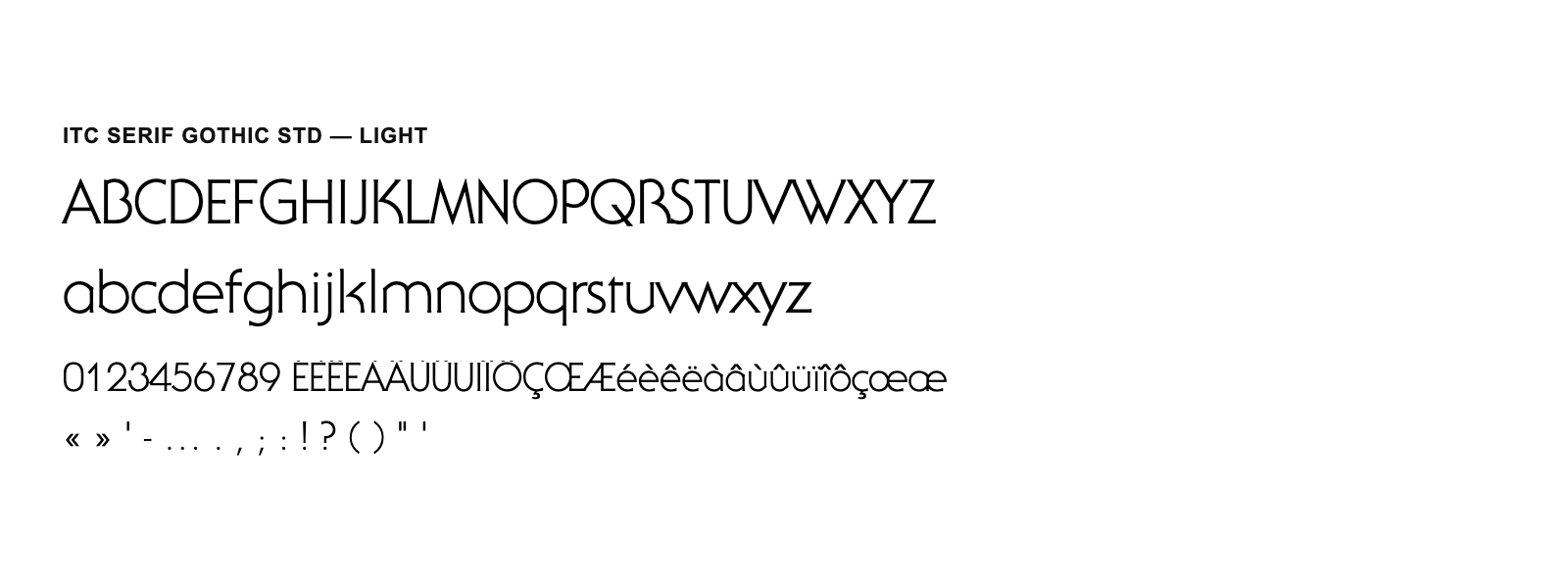 Spécimen de ITC Serif Gothic Std Light