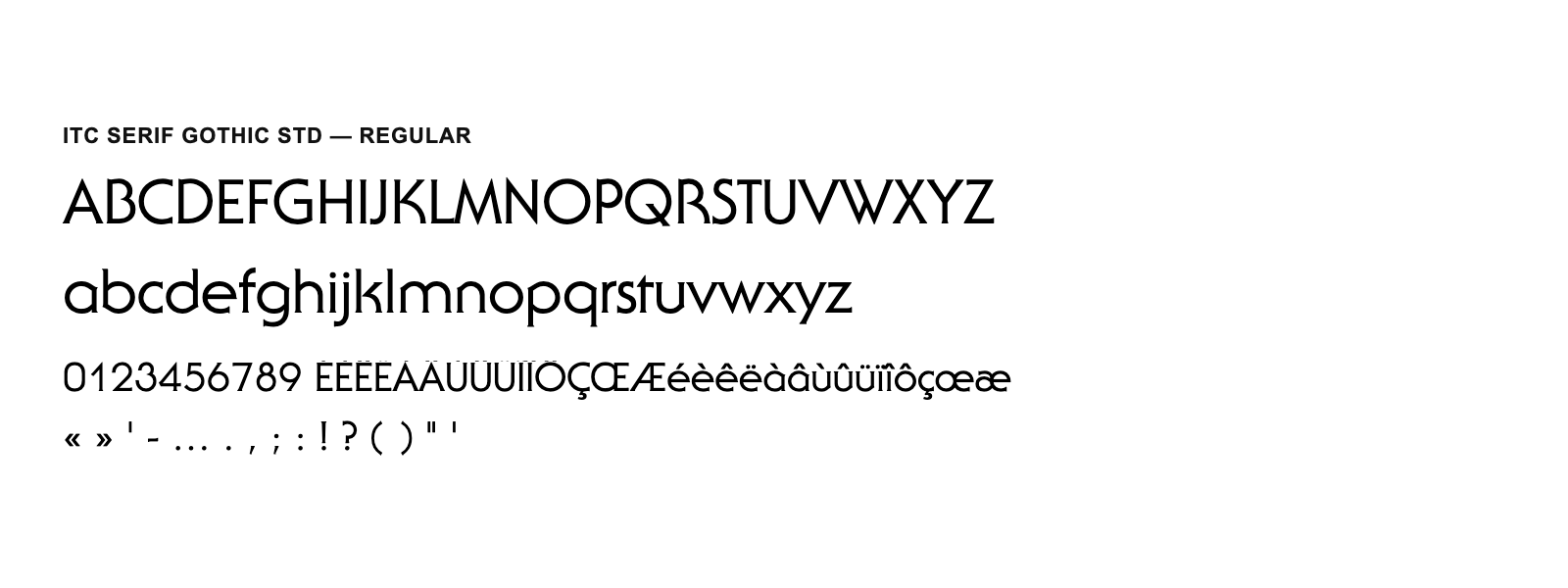 Spécimen de ITC Serif Gothic Std Regular