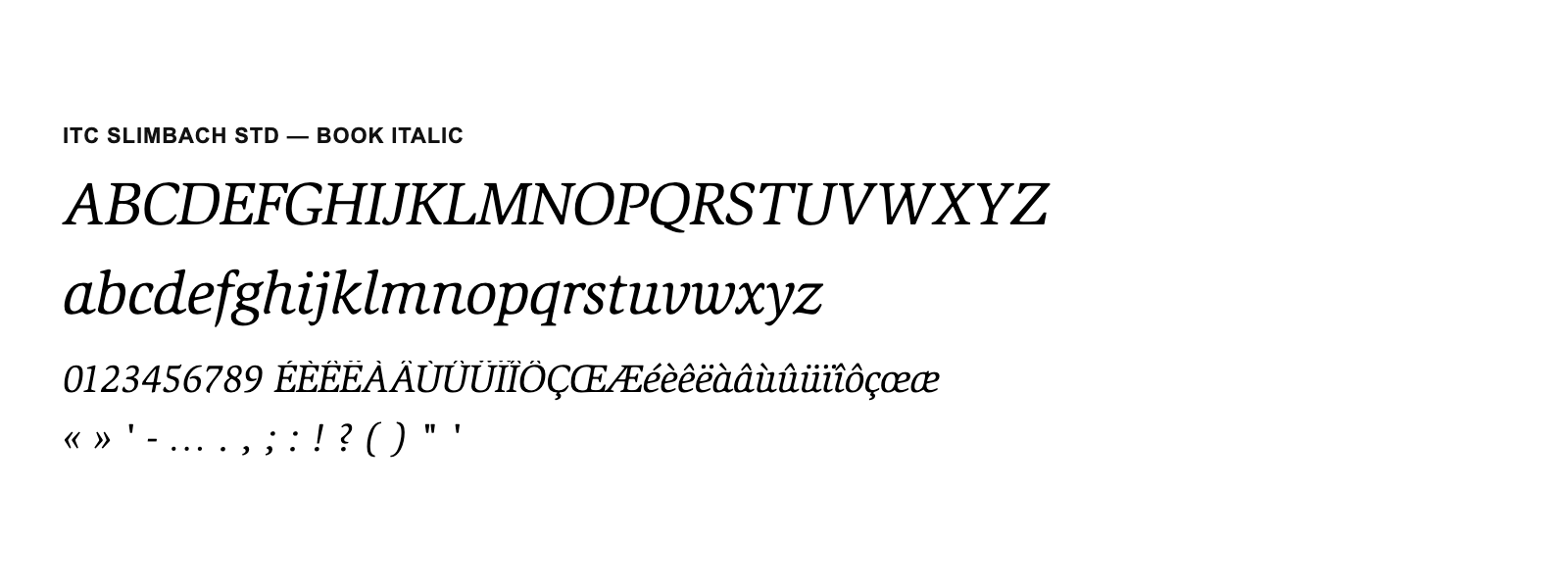 Spécimen de ITC Slimbach Std Book Italic