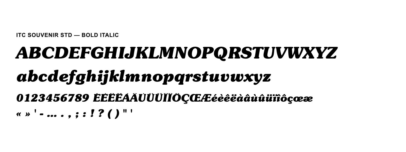 Spécimen de ITC Souvenir Std Bold Italic