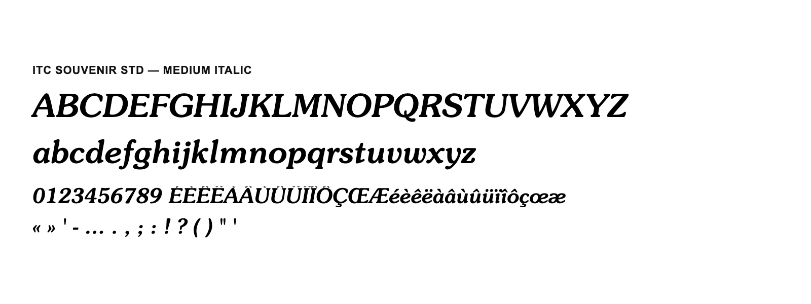 Spécimen de ITC Souvenir Std Medium Italic