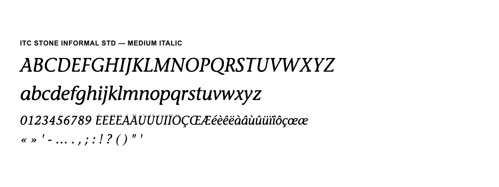 Spécimen de ITC Stone Informal Std Medium Italic