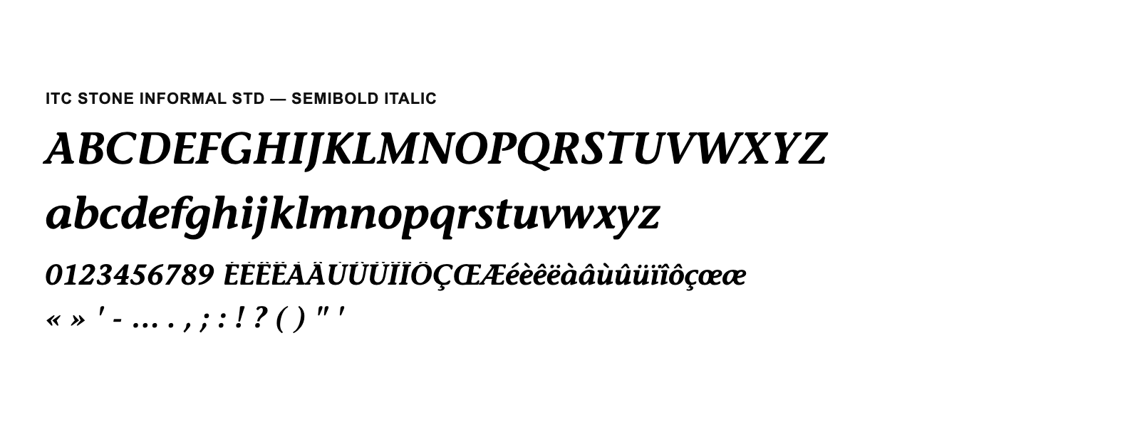 Spécimen de ITC Stone Informal Std Semibold Italic