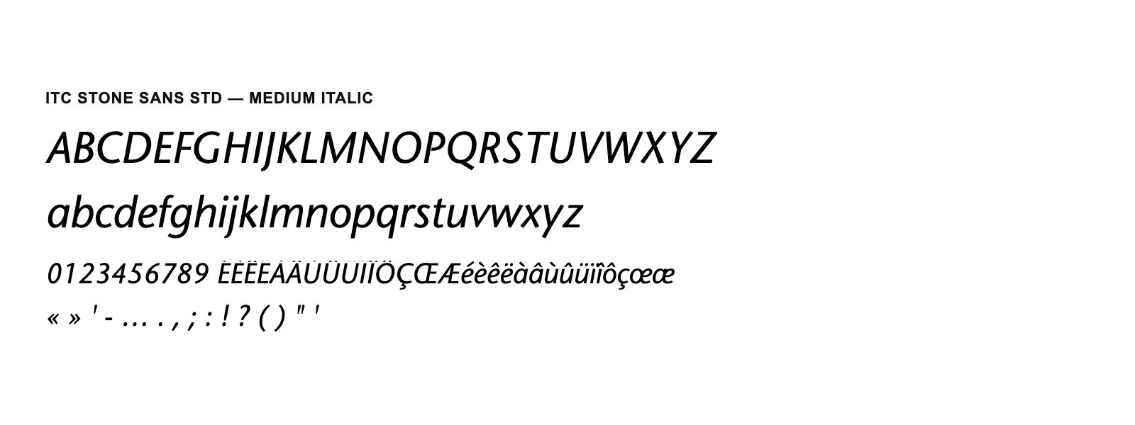 Spécimen de ITC Stone Sans Std Medium Italic