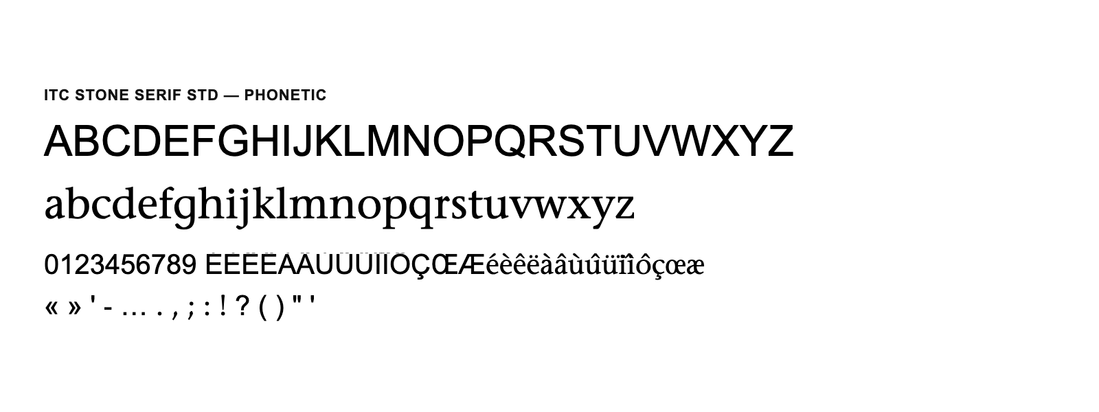 Spécimen de ITC Stone Serif Std Phonetic