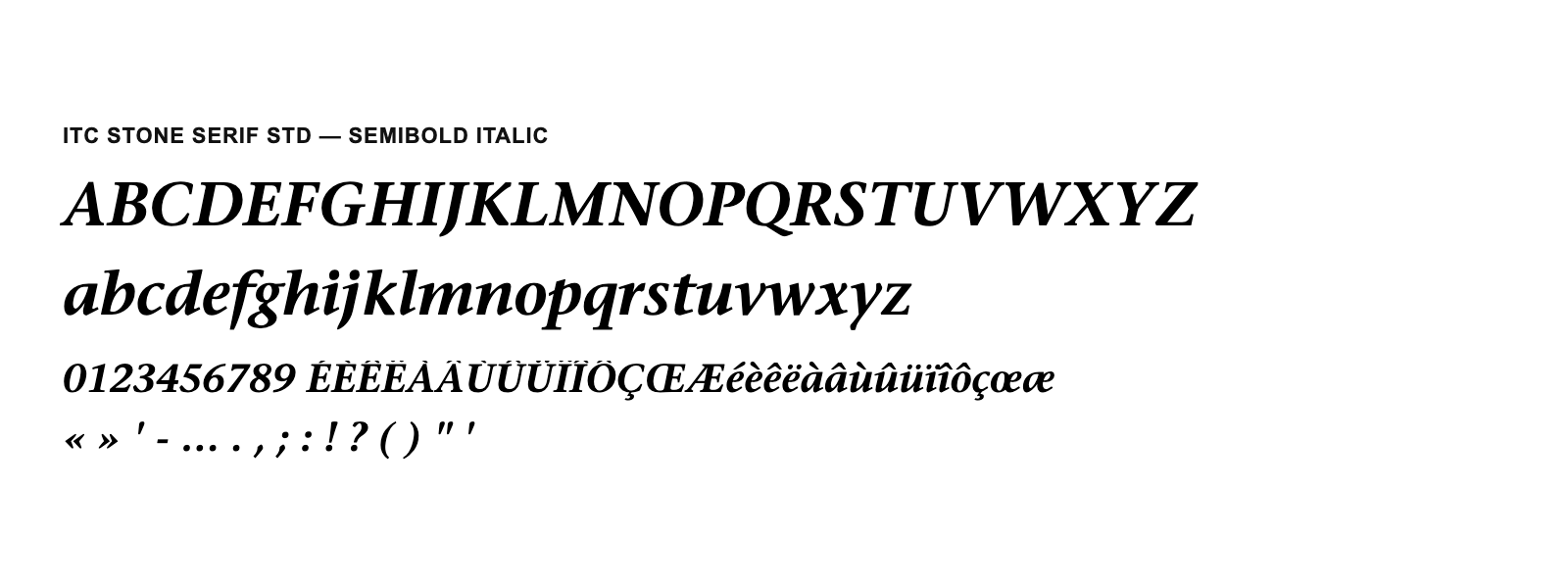 Spécimen de ITC Stone Serif Std Semibold Italic