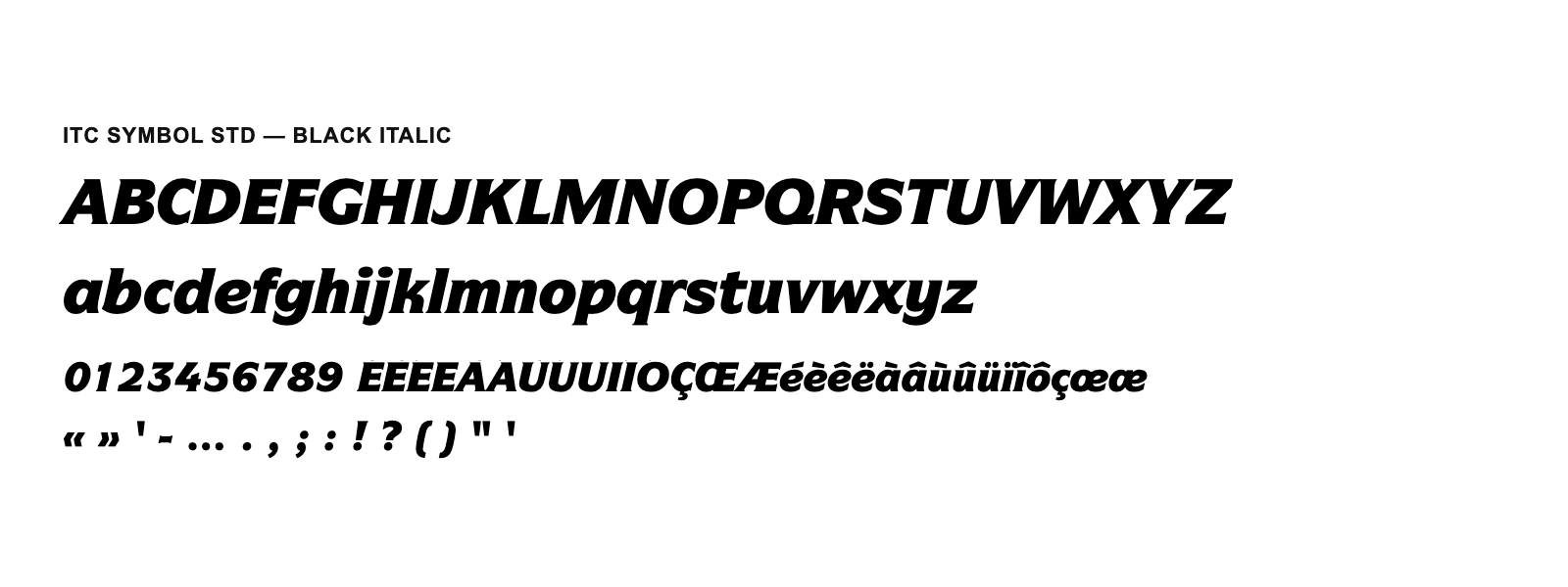 Spécimen de ITC Symbol Std Black Italic
