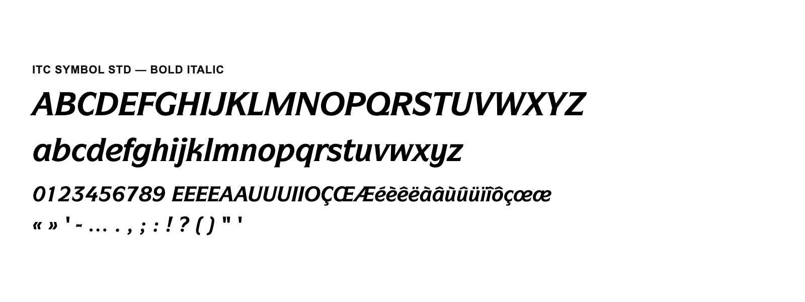 Spécimen de ITC Symbol Std Bold Italic