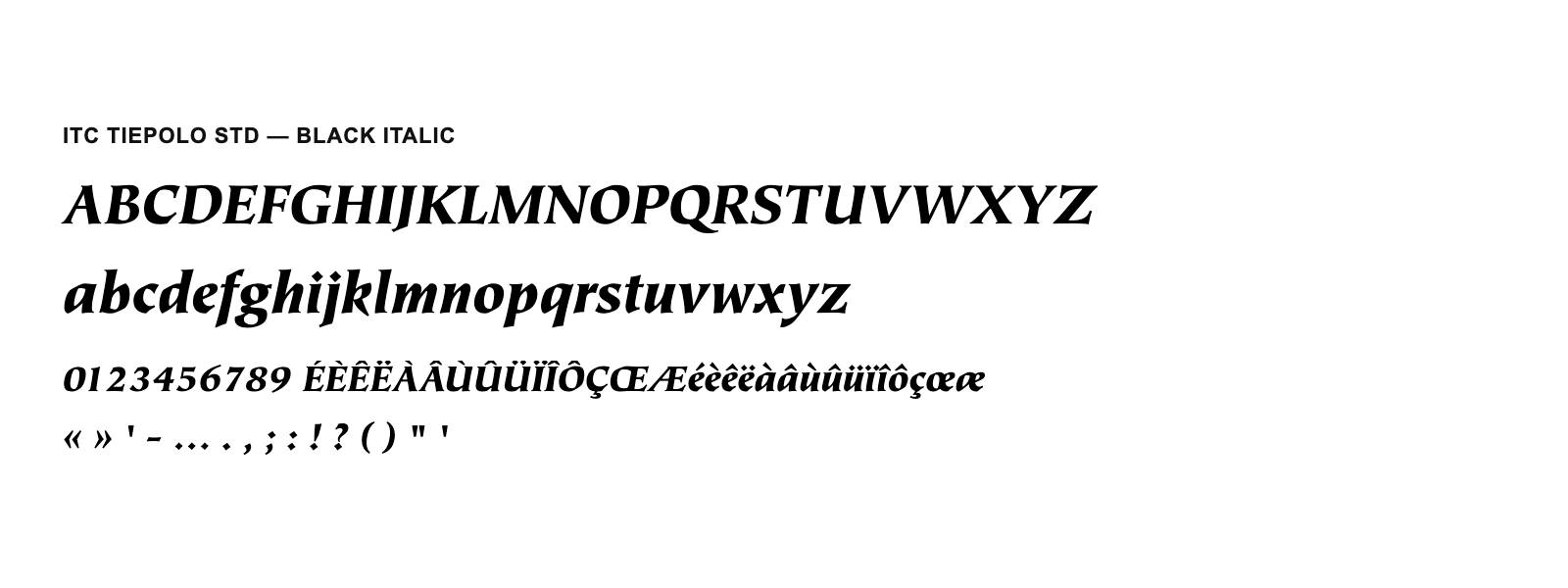 Spécimen de ITC Tiepolo Std Black Italic
