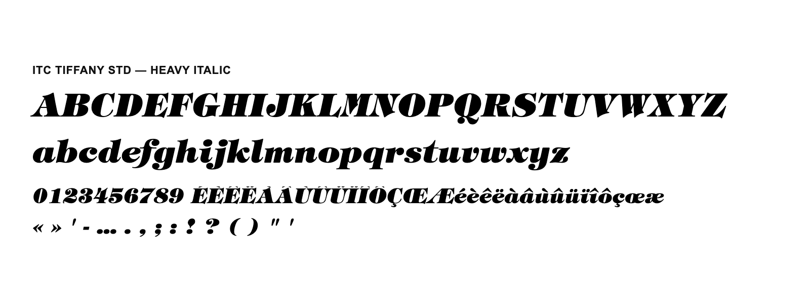 Spécimen de ITC Tiffany Std Heavy Italic